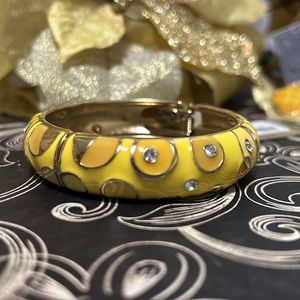 🌼NWT Nordstrom Sequin Yellow, Mustard & Gold Bracelet Open Clasp with Accessory